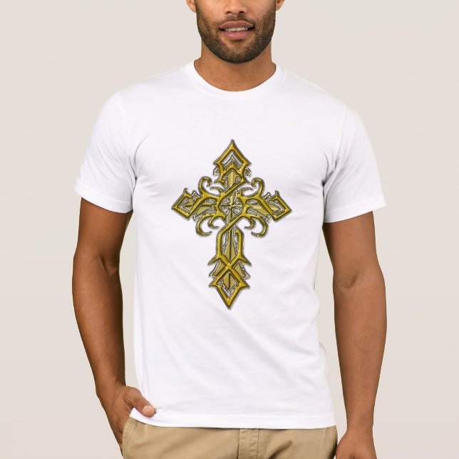 Camiseta de la Cruz Medieval Dorada (Anverso)