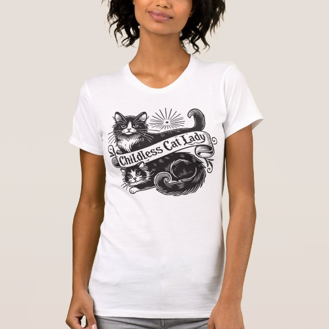 Camiseta de la dama de gato sin hijos (Anverso)