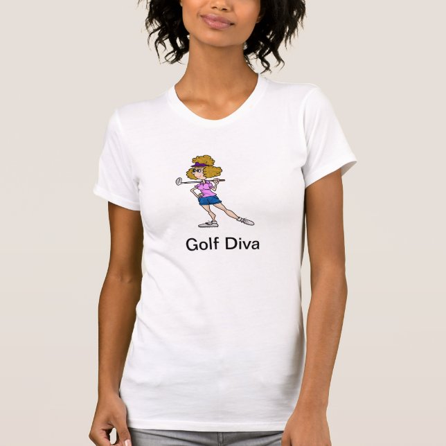 Camiseta de la diva del golf con el golfista de la (Anverso)