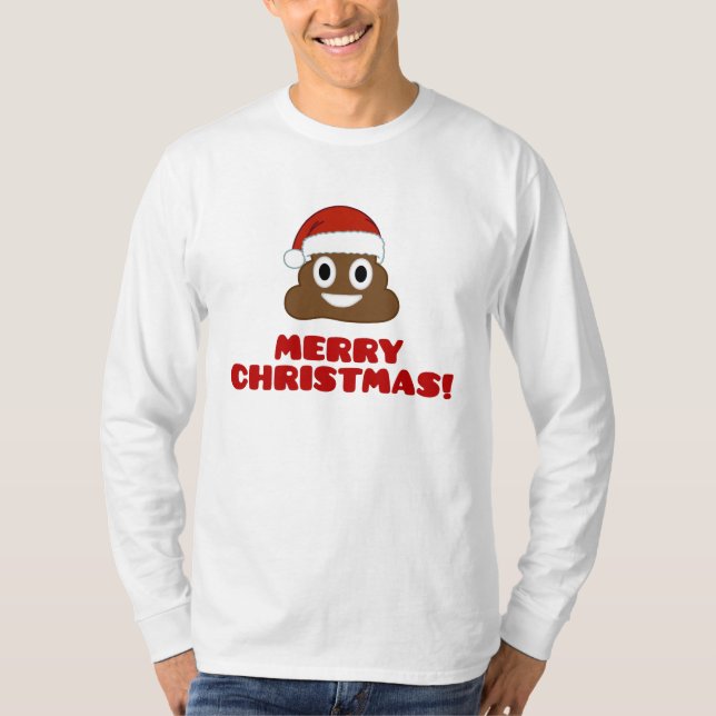 Camiseta de la emoji de Poo de las Felices Navidad (Anverso)