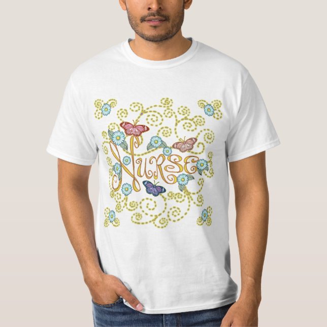Camiseta de la enfermera personalizado de mariposa (Anverso)
