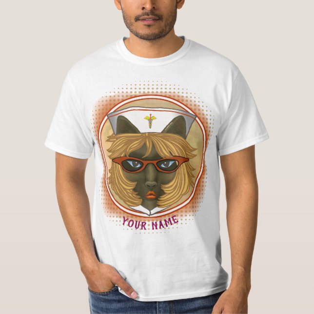 Camiseta de la enfermera personalizado del gato (Anverso)