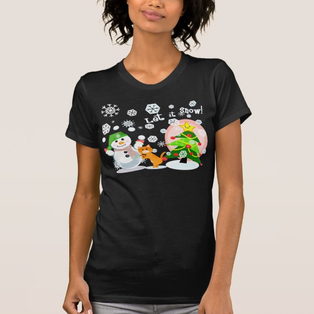 Camiseta de la escena de la nieve del navidad (Anverso)