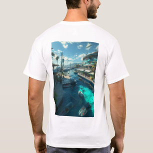 Camiseta de la escena del atardecer en la ciudad c