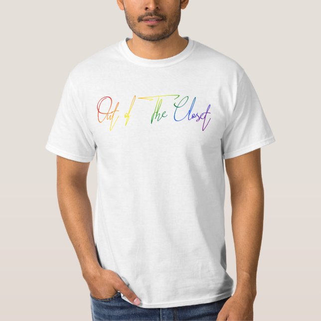 Camiseta De la escritura de mano de la bandera arcoiris LGB (Anverso)