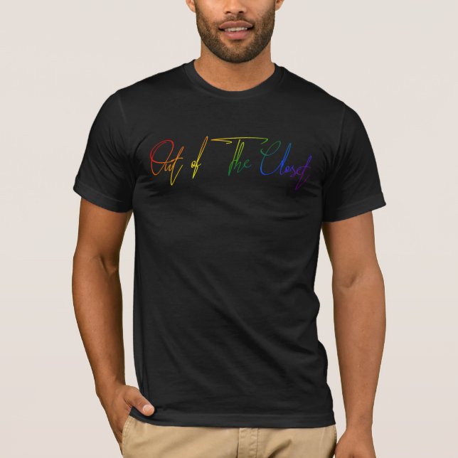 Camiseta De la escritura de mano de la bandera arcoiris LGB (Anverso)