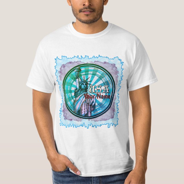 Camiseta de la Estatua de la Libertad Azul de Esta (Anverso)