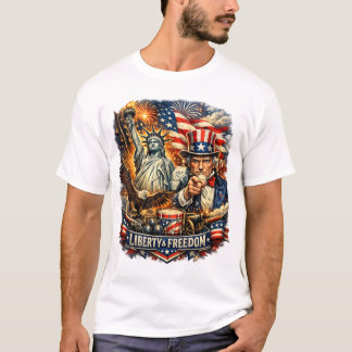 Camiseta de la Estatua de la Libertad y Tío Sam Li