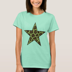 camiseta de la estrella del estampado leopardo