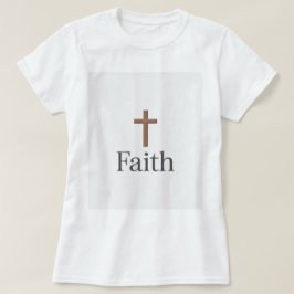 Camiseta de la fe de la cruz de madera