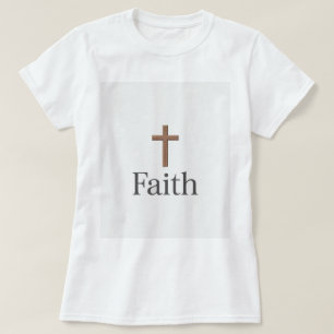 Camiseta de la fe de la cruz de madera