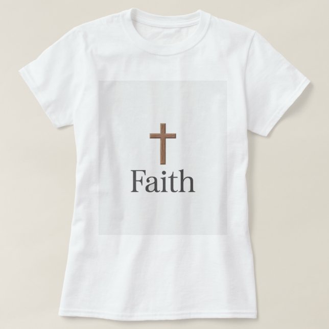 Camiseta de la fe de la cruz de madera (Diseño del anverso)