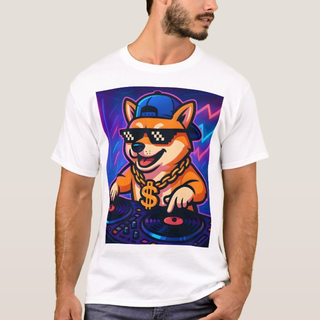 Camiseta de la fiesta de DJ Shiba Inu (Anverso)