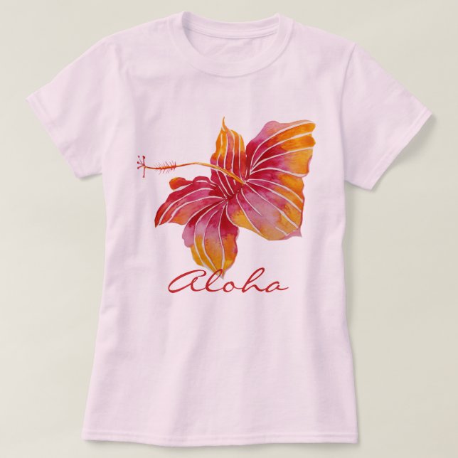 Camiseta de la flor del hibisco de la hawaiana el (Diseño del anverso)
