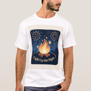 Camiseta de la fogata de la noche iluminada