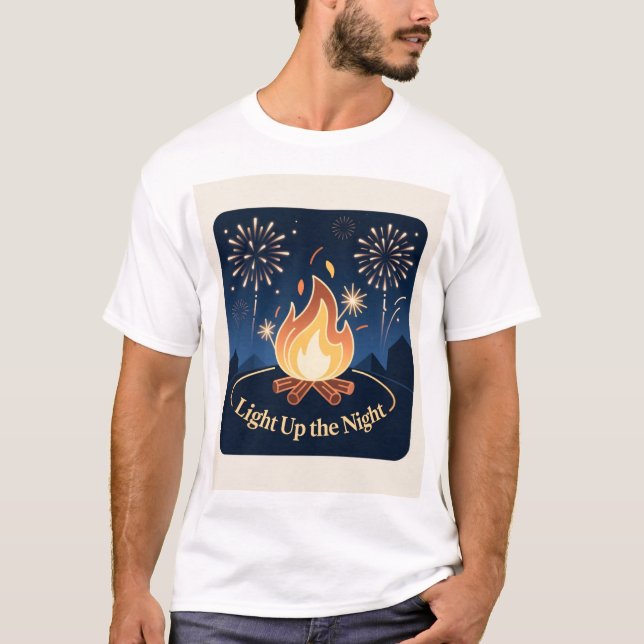 Camiseta de la fogata de la noche iluminada (Anverso)