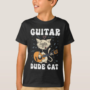 CAMISETA DE LA FUNNY DE LA GATO MÚSICA GUITAR DUDE