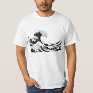 Camiseta de la "gran onda", talla l blanco y negro
