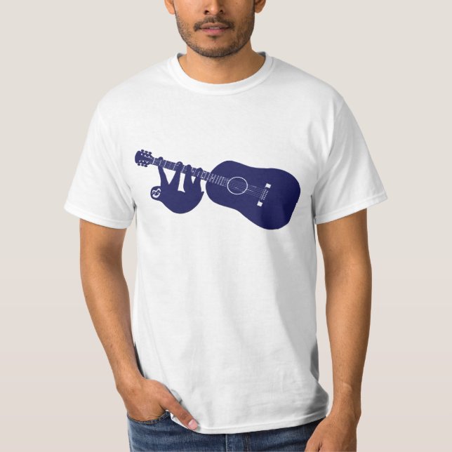 Camiseta de la guitarra de la pereza (azul marino) (Anverso)