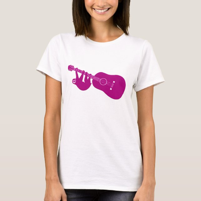 Camiseta de la guitarra de la pereza (rosa) (Anverso)