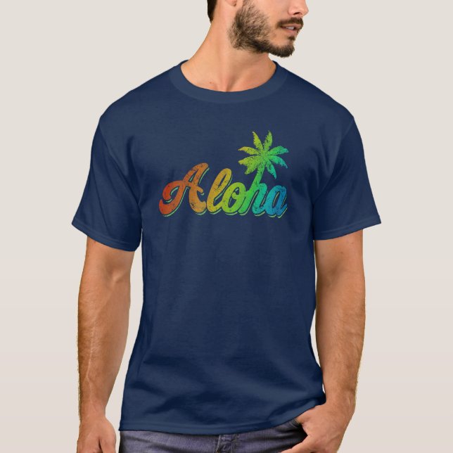 Camiseta de la hawaiana del vintage - arco iris (Anverso)
