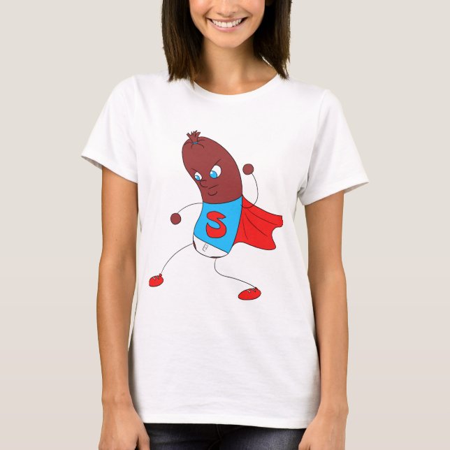 Camiseta de la hembra del hombre del salami (Anverso)