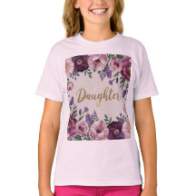 Camiseta de la hija de flores rosadas