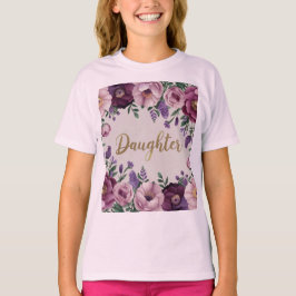 Camiseta de la hija de flores rosadas