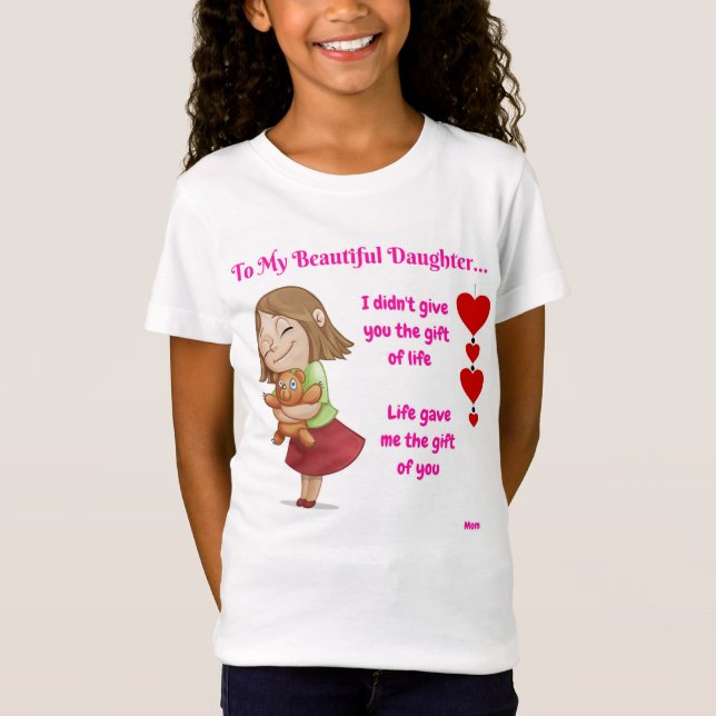 Camiseta de la hija de la madre con cita de la (Anverso)