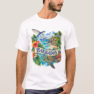 Camiseta de la isla de acuarela de Barbados