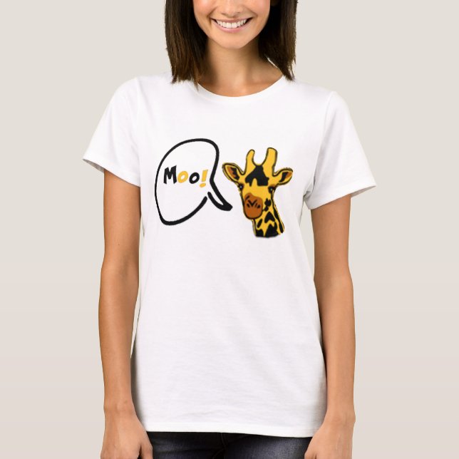 Camiseta de la jirafa MOO-ing para las señoras (Anverso)