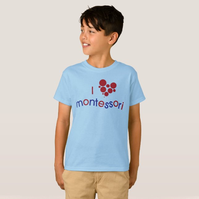 Camiseta de la juventud de I <3 Montessori (Anverso completo)