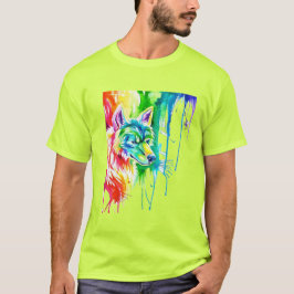 Camiseta de la juventud lobo colorida hermosa y mu