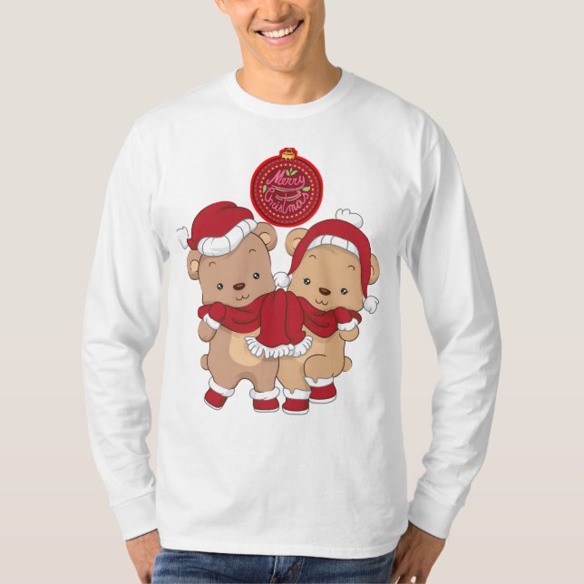 Camiseta de la Larga Manga de Feliz Navidad (Anverso)