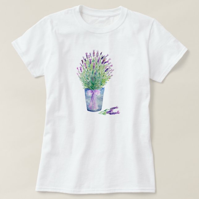 Camiseta de la lavanda francesa de la acuarela (Diseño del anverso)