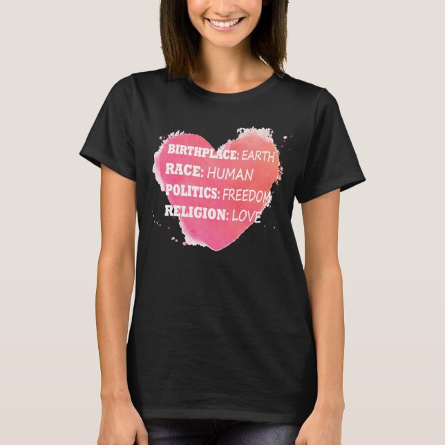 Camiseta de la Libertad Humana en el lugar de naci (Anverso)