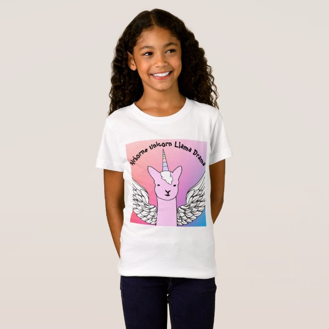 Camiseta de la llama del unicornio para los chicas (Anverso completo)