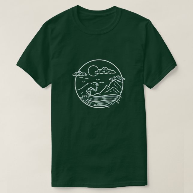 Camiseta de la luna de la ola oceánica (Diseño del anverso)
