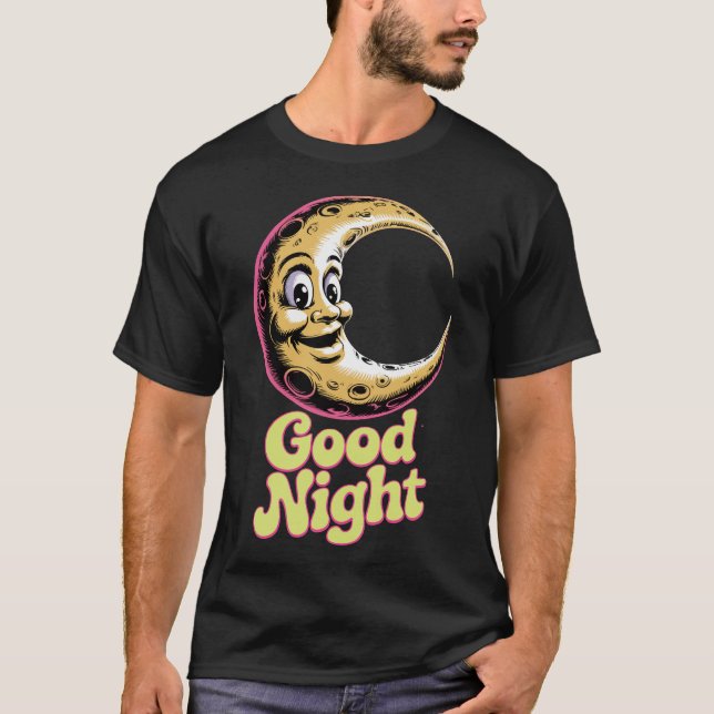 Camiseta de la luna del retro de la buena noche (Anverso)