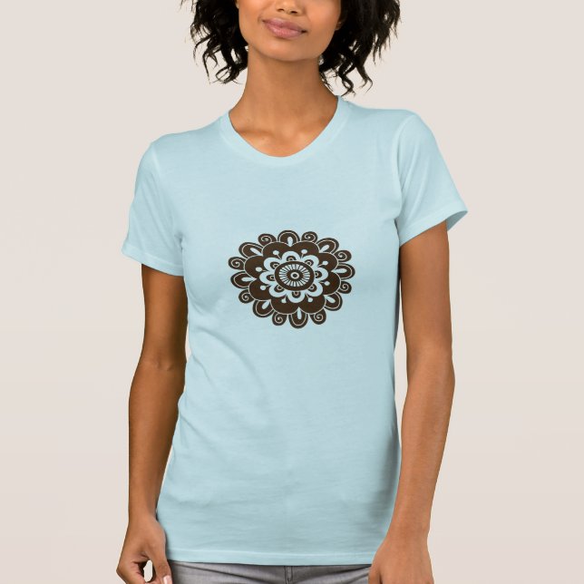 Camiseta de la mandala de la flor del estilo de la (Anverso)
