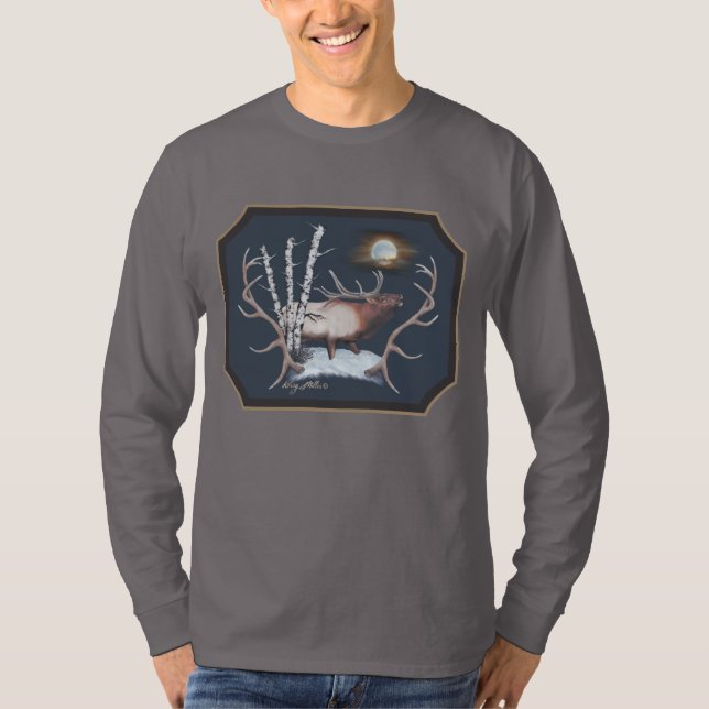 Camiseta de la manga larga del alce del toro (Anverso)