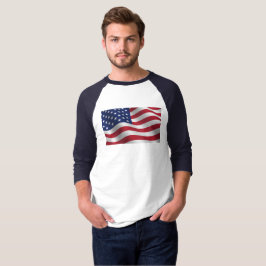 Camiseta de la manga raglan de la bandera estadoun