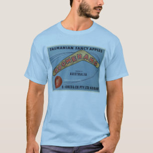 Camiseta de la manzana del bumerán del vintage