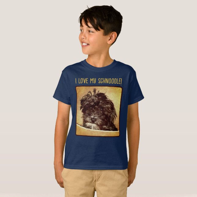 Camiseta de la marina de Schnoodle Dog Boy (Anverso completo)