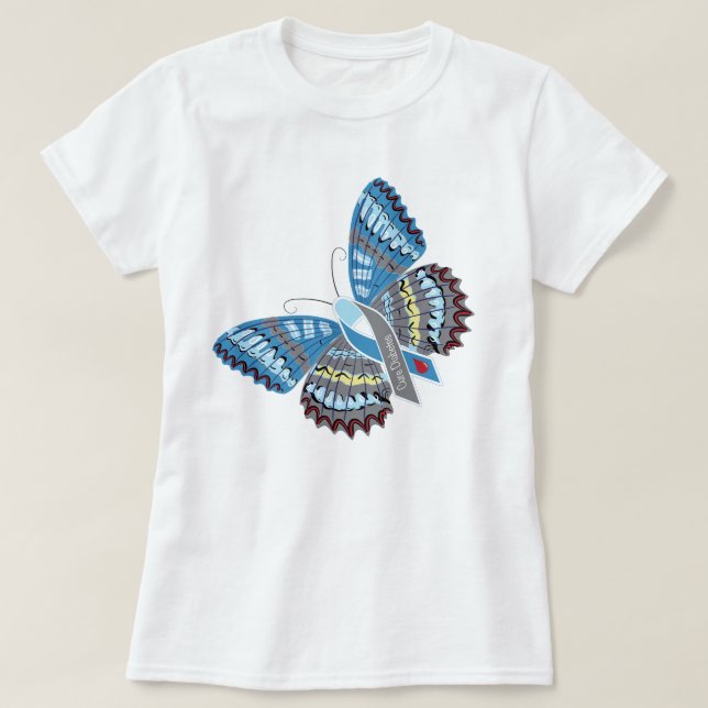 Camiseta de la mariposa de la diabetes de la (Diseño del anverso)