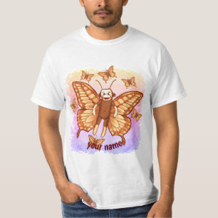 Camiseta de la mariposa del mono negro
