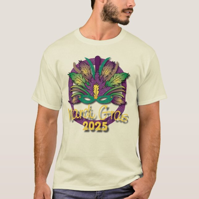 Camiseta de la máscara Mardi Gras 2025 (blanco) (Anverso)