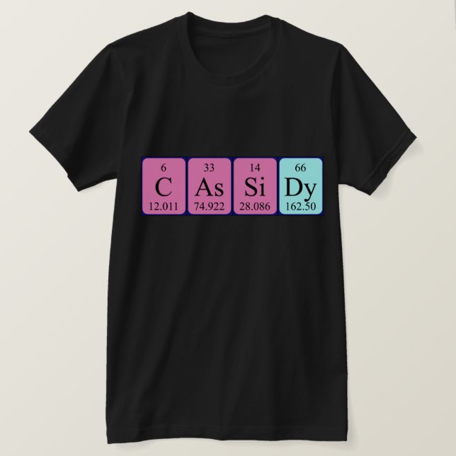Camiseta de la mesa periódica de Cassidy (Anverso del diseño)
