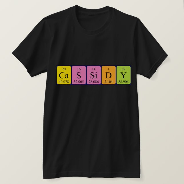 Camiseta de la mesa periódica de Cassidy (Anverso del diseño)