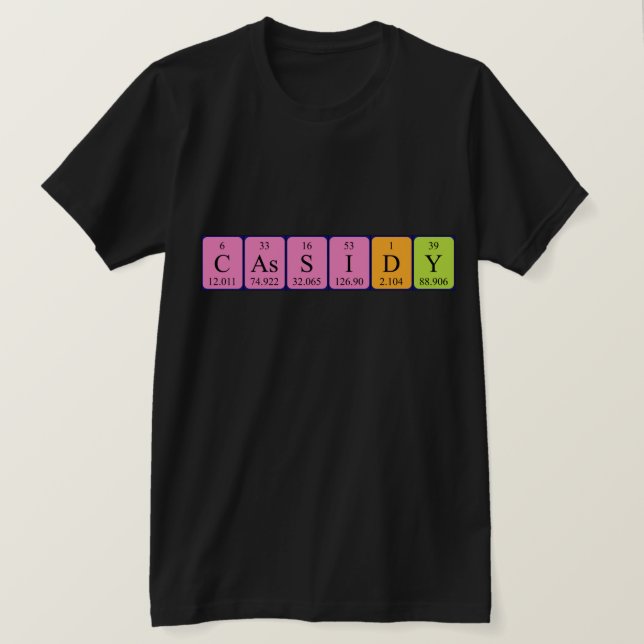 Camiseta de la mesa periódica de Cassidy (Anverso del diseño)